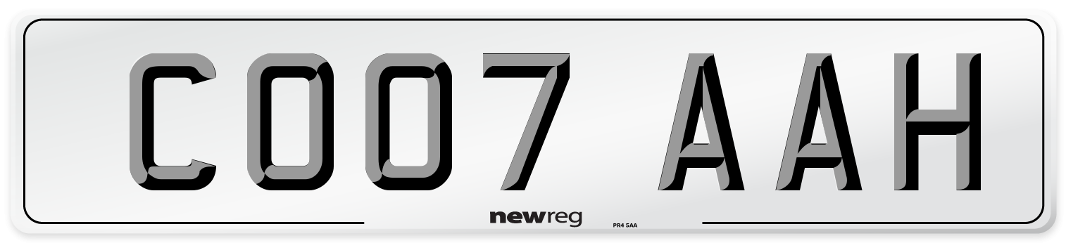 CO07 AAH Number Plate from New Reg